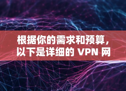 根据你的需求和预算，以下是详细的 VPN 网络服务推荐